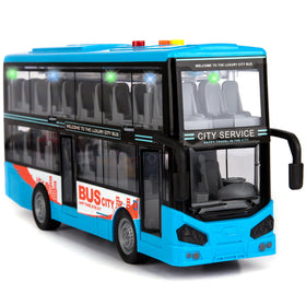 ArtCreativity double decker bus lights illuminate the interior for engaging play.