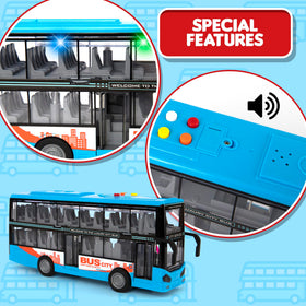 ArtCreativity double decker bus wheels roll smoothly on surfaces.