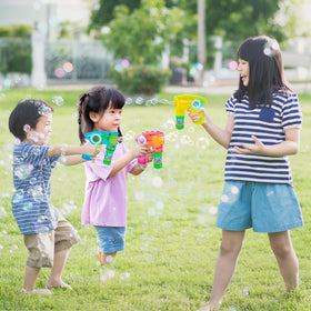 ArtCreativity durable plastic bubble blaster withstands rough play during energetic sessions.