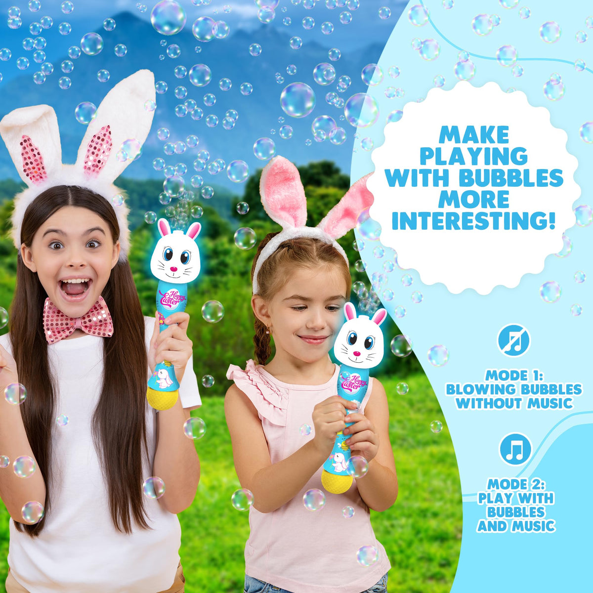 ArtCreativity Easter Bunny Bubble Wand head light for eye-catching visuals