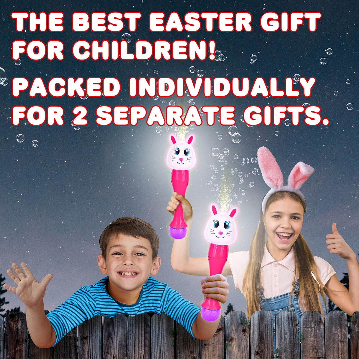 ArtCreativity Easter Bunny Bubble Wand Led Head lights up for nighttime bubble fun