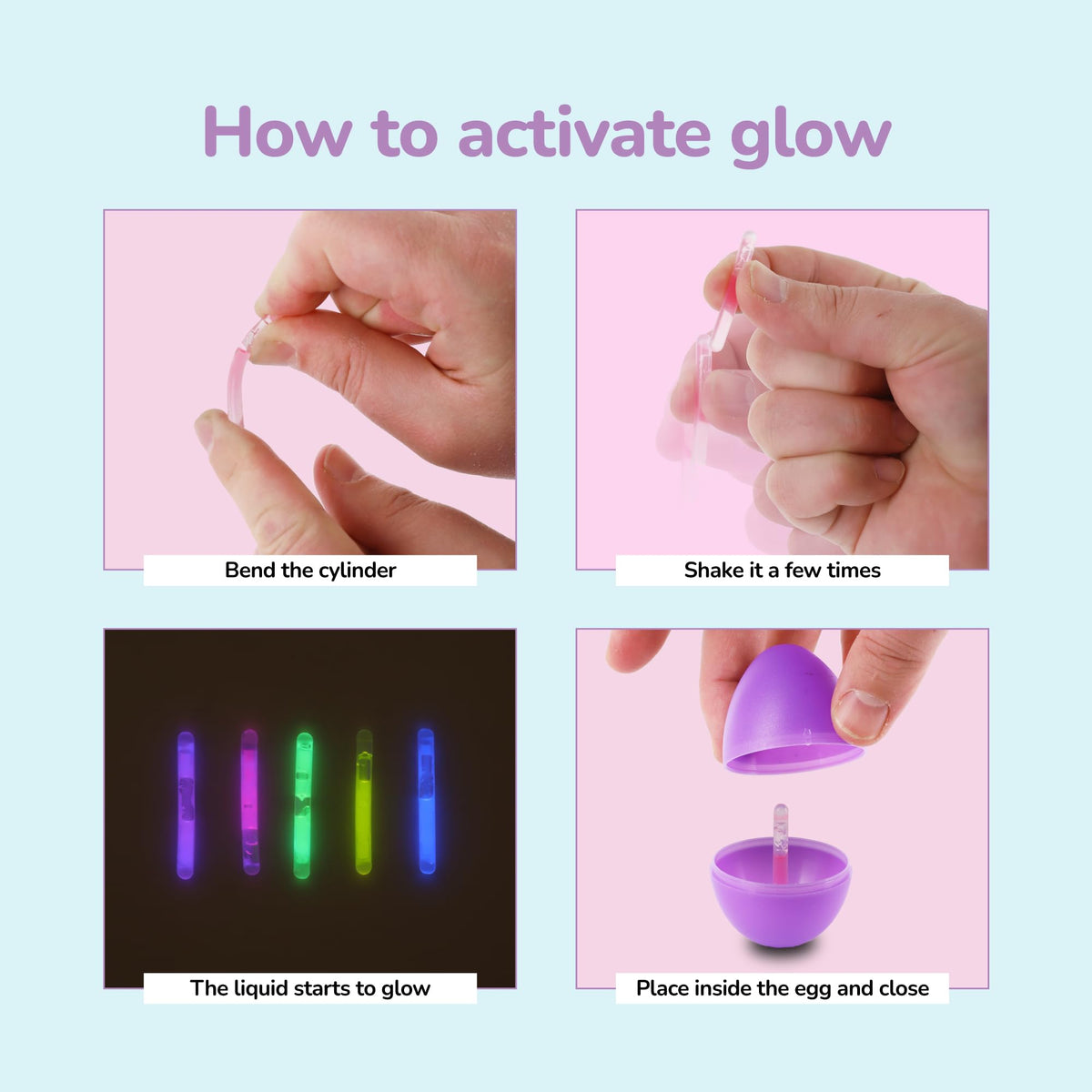ArtCreativity Easter eggs inside glowstick for quick setup.