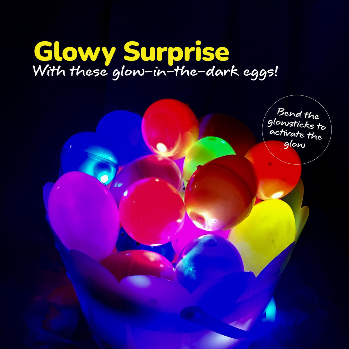 ArtCreativity glow Easter eggs colors highlight playful decor and glow effects.