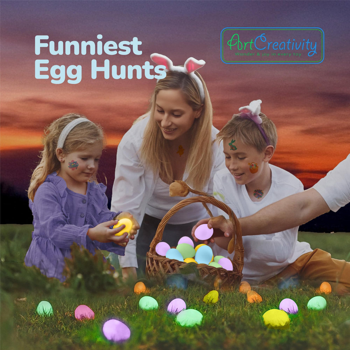 ArtCreativity glowsticks 144-pack activates easily for vibrant egg illumination.