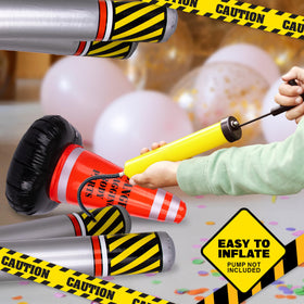 ArtCreativity inflatable decor set combines barricade and cone for over-the-hill themes.
