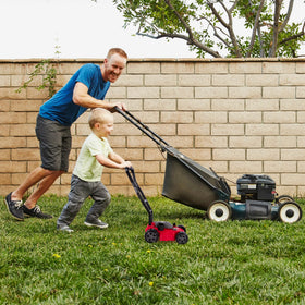 ArtCreativity lawn mower durable-plastic construction withstands outdoor adventures.