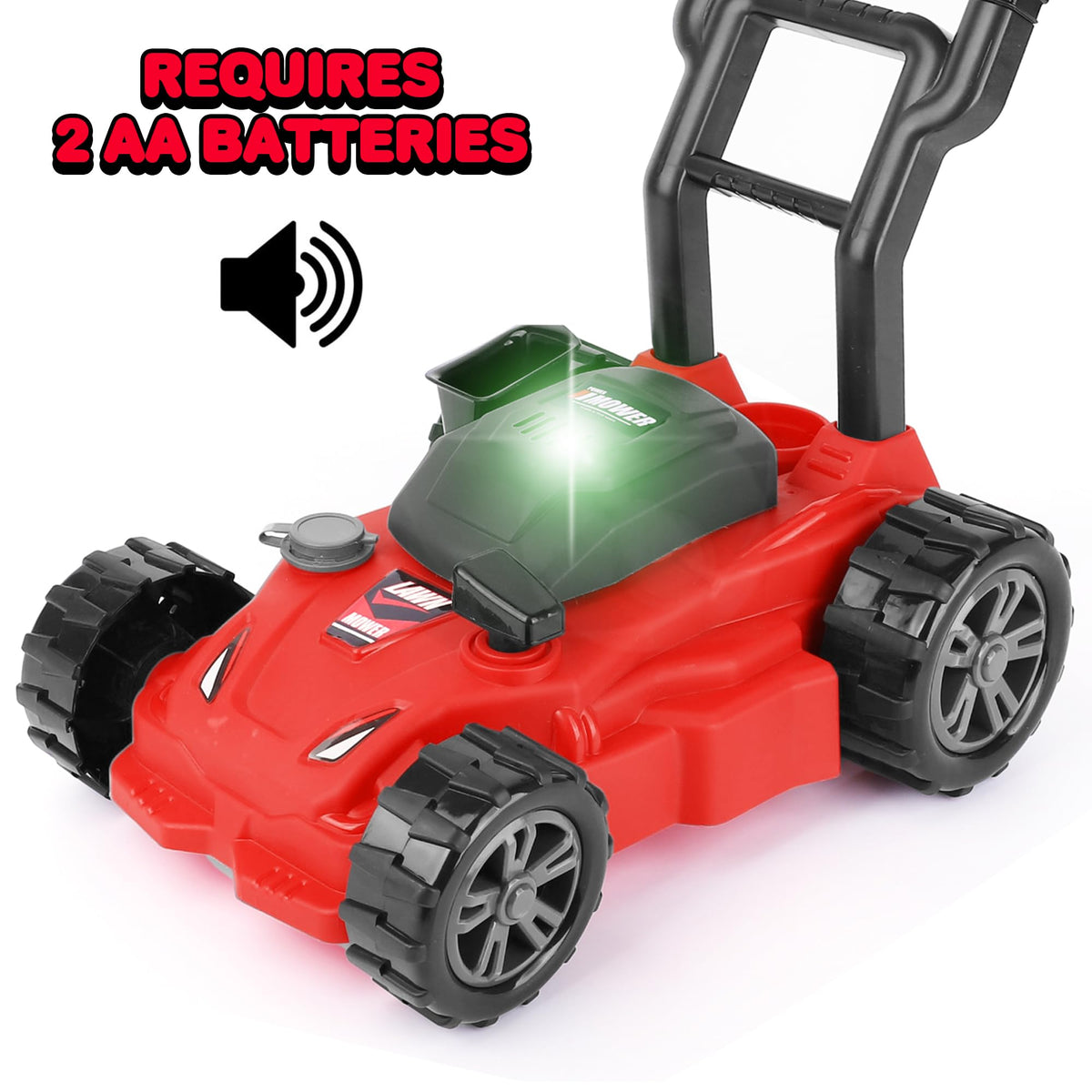 ArtCreativity lawn mower green-led-top provides engaging visual feedback during play.