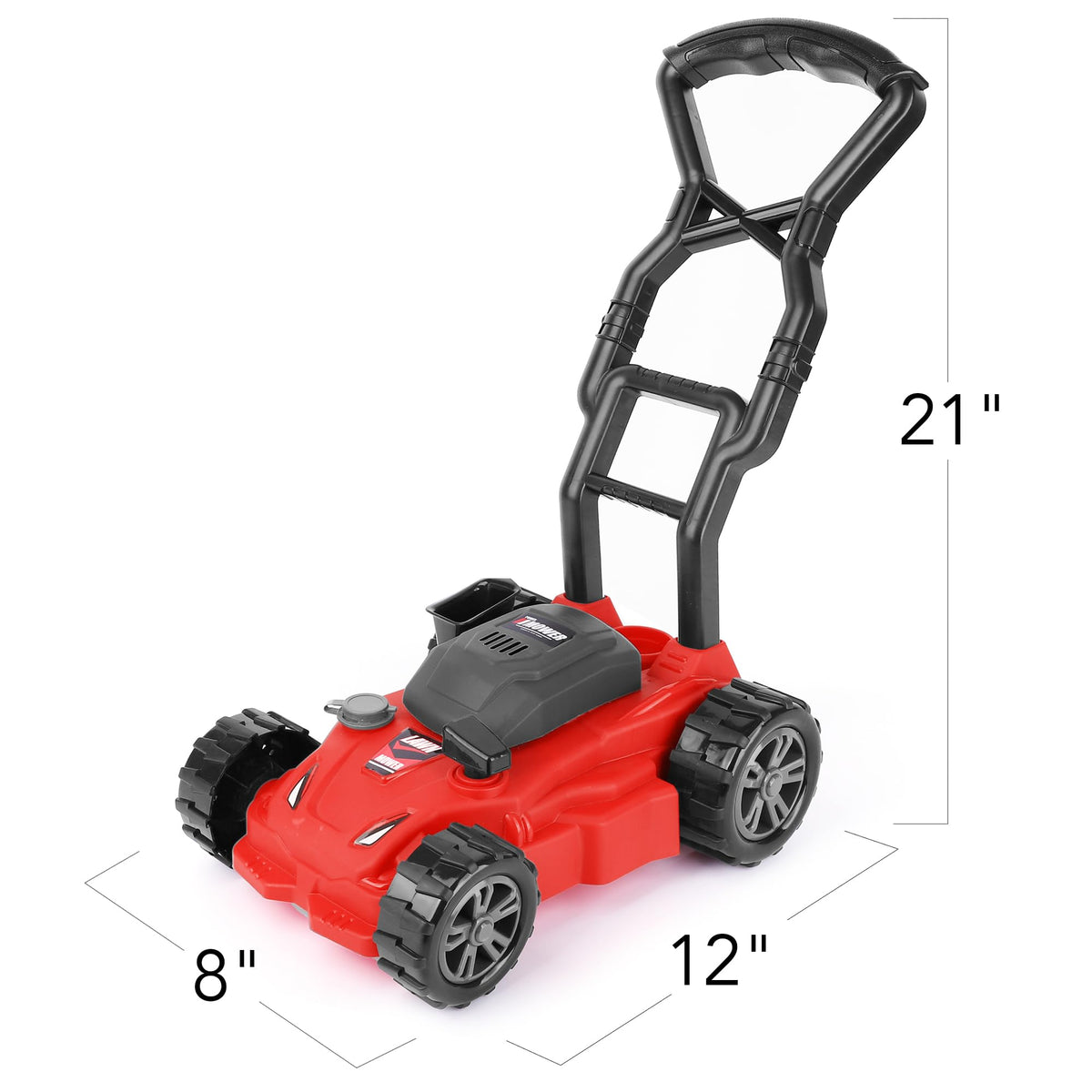 ArtCreativity lawn mower red-black-design captures kids’ attention for imaginative role-play.