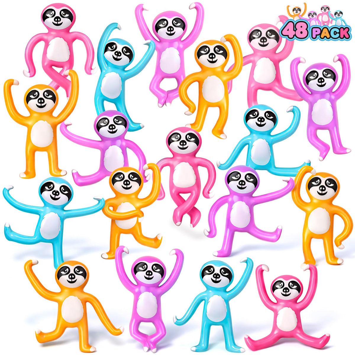 ArtCreativity mini bendable sloth toy set in hand, ready for calm tactile play.