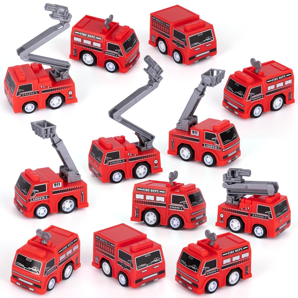 ArtCreativity mini pullback fire truck toy for imaginative play and party favors