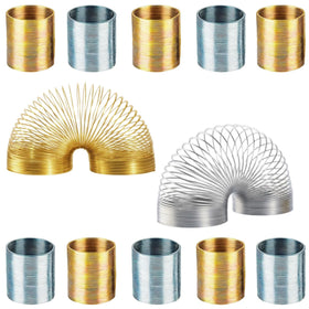 ArtCreativity mini slinky 12-pack in silver and gold, perfect party favors and stocking stuffers.