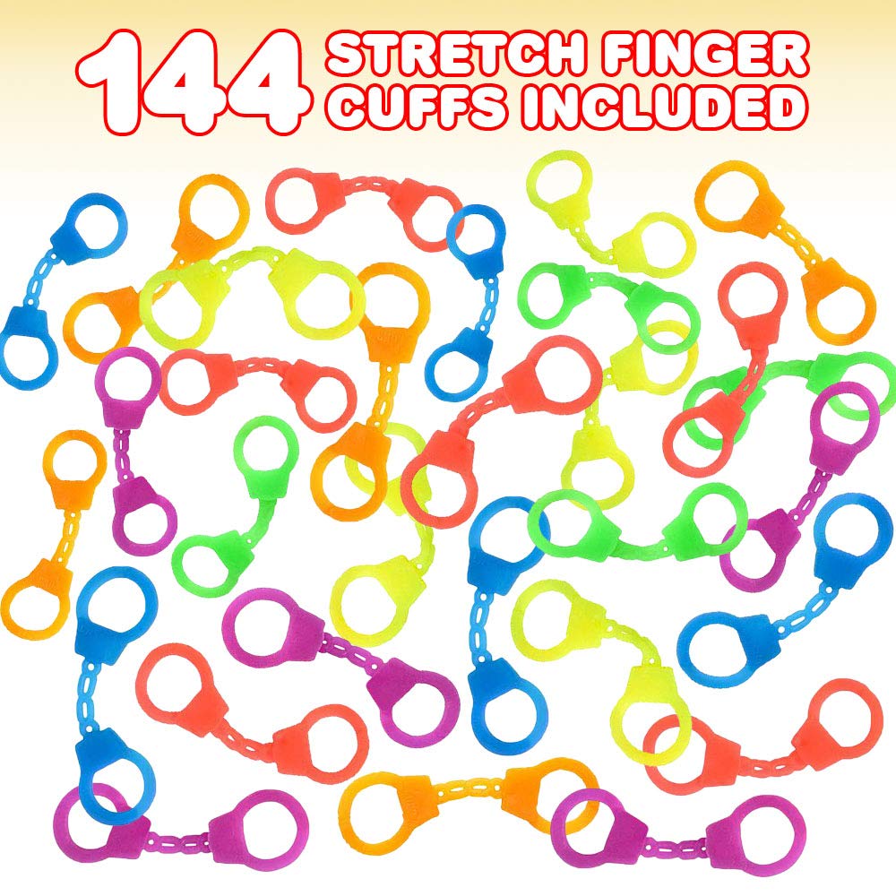 ArtCreativity mini stretch finger cuffs in neon blue; great for party games and goody bags.