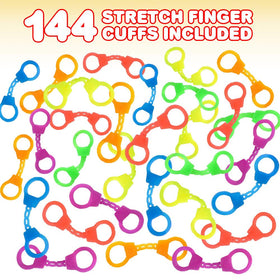 ArtCreativity mini stretch finger cuffs in neon blue; great for party games and goody bags.