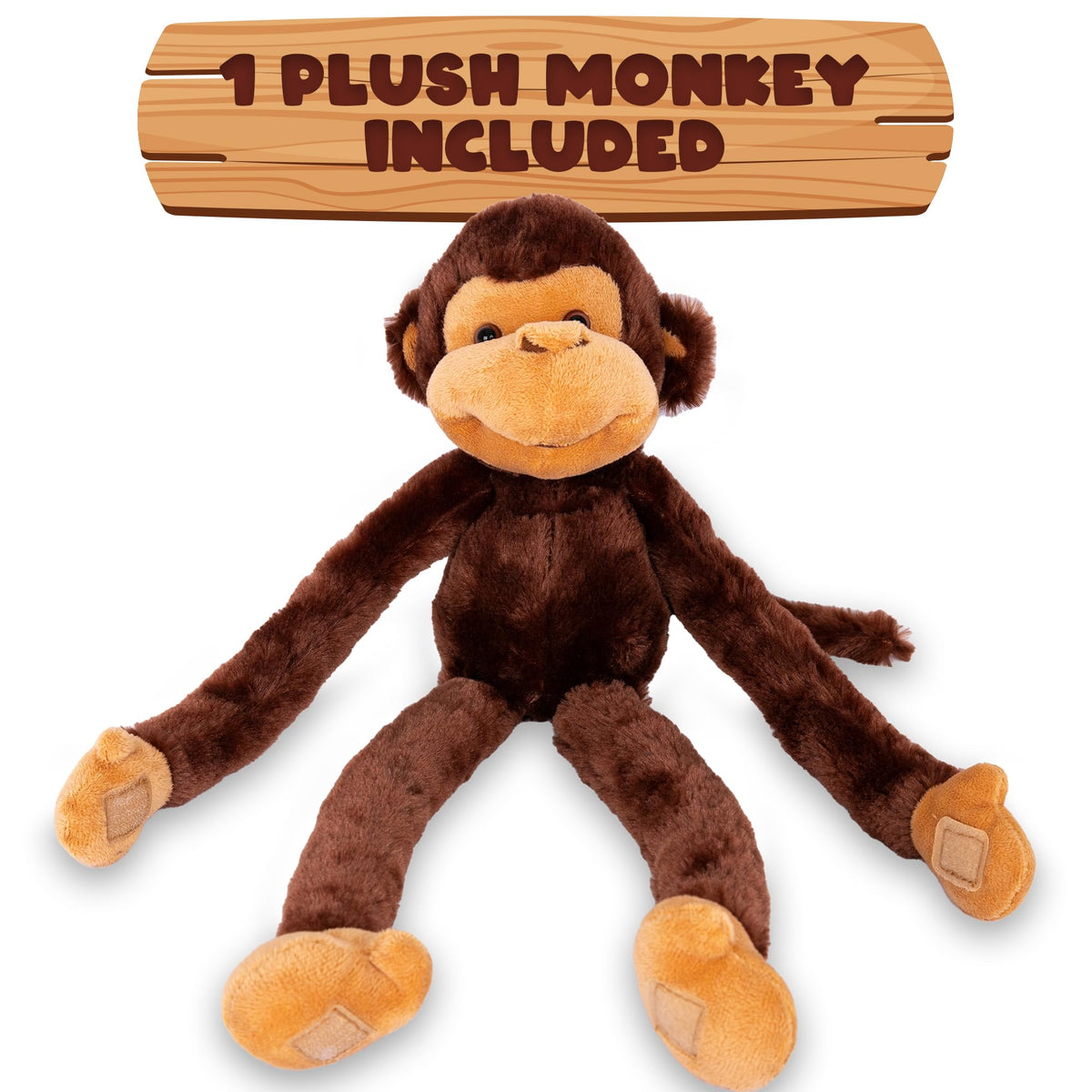 ArtCreativity monkey plush velcro hands and feet enable versatile play.