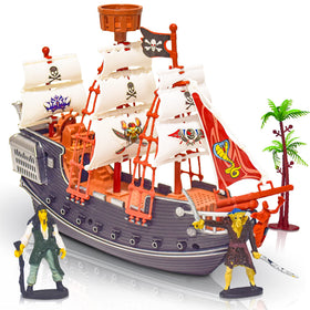 ArtCreativity pirate boat ship with colorful sails for imaginative play.