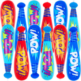 ArtCreativity Pow inflatable baseball bats in vibrant red for kids' party play