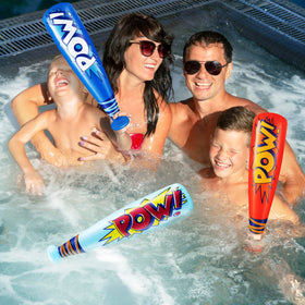 ArtCreativity Pow inflatable baseball bats with POW print for party favors