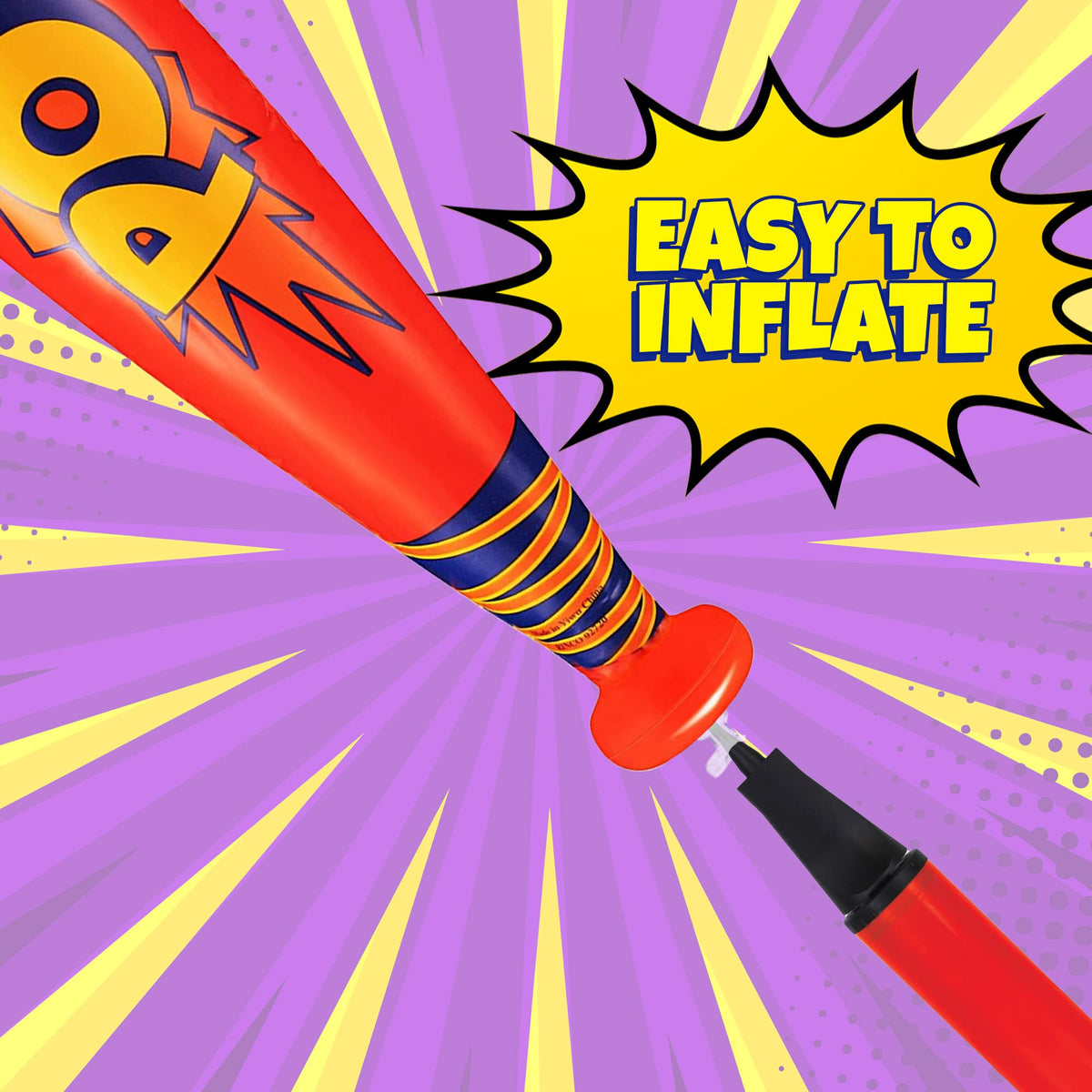 ArtCreativity Pow inflatable baseball bats set up for quick indoor games