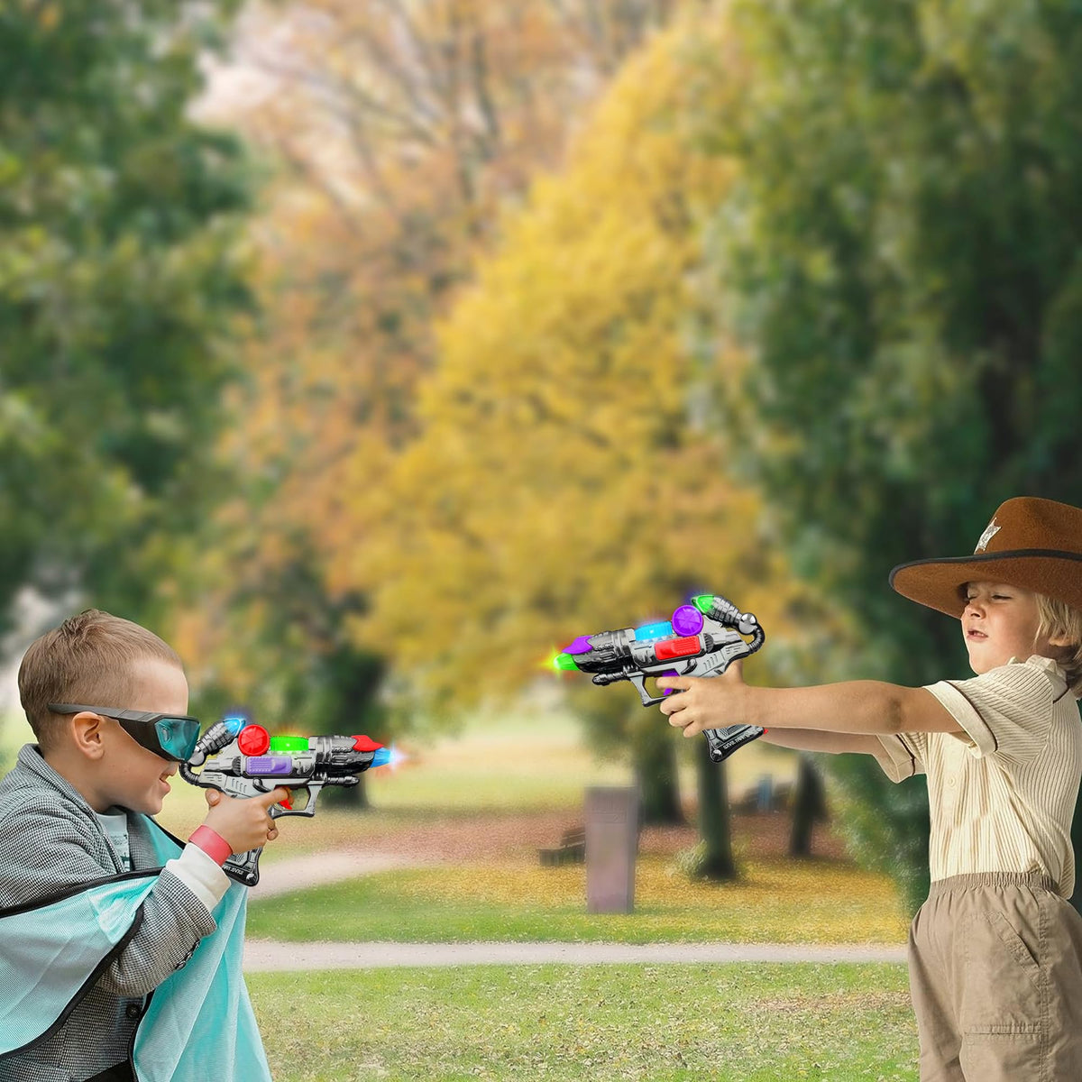 Lightweight ArtCreativity Ranger guns are easy for little hands to carry and share.