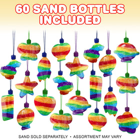 ArtCreativity sand art bottle necklaces with varied designs for imaginative play.