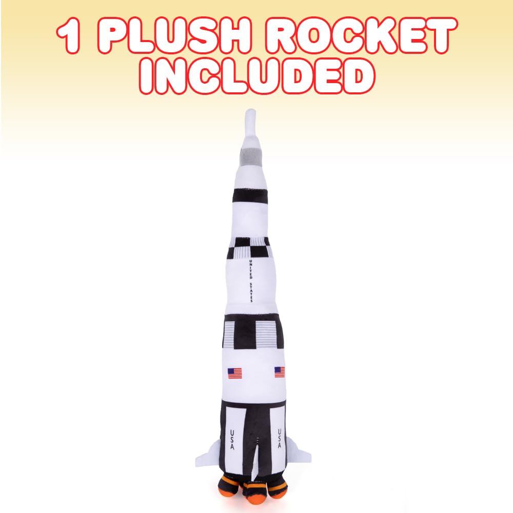 ArtCreativity Saturn Rocket Plush detail showcases USA flag accents for patriotic space roleplay.