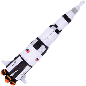 ArtCreativity Saturn Rocket Plush front view emphasizes soft fabric for gentle kid play.