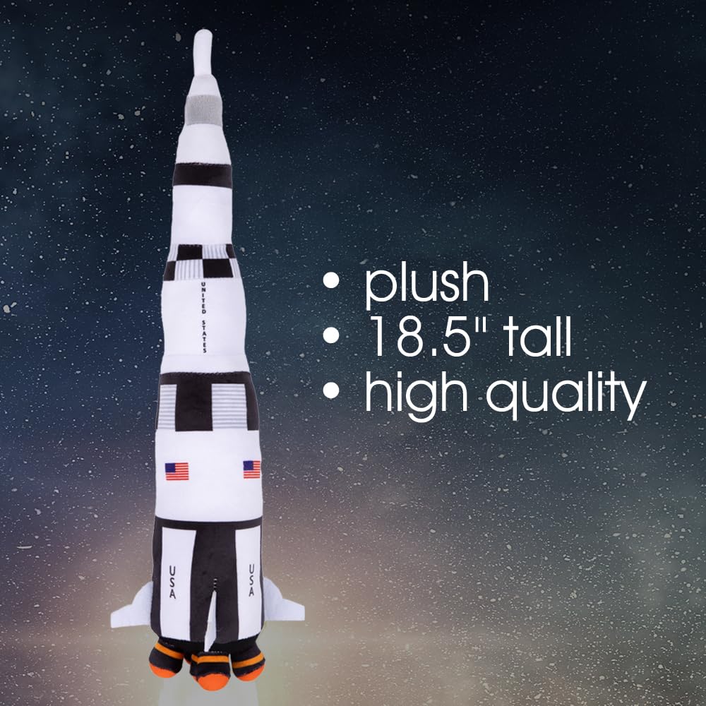 ArtCreativity Saturn Rocket Plush in nursery decor setup highlights space-themed room accents.