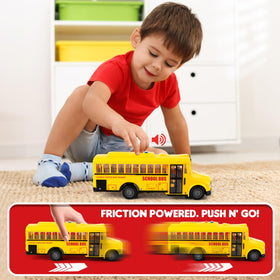 ArtCreativity yellow bus toy back door view reveals interior seating