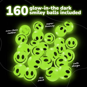 ArtCreativity smiley-face bouncing ball glows when lit, perfect as a party favor.
