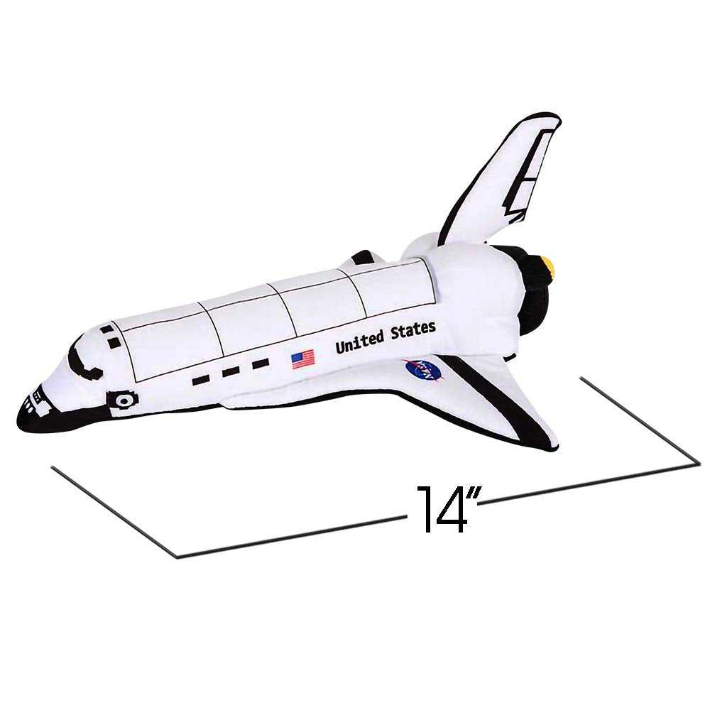 ArtCreativity space shuttle plush displays authentic logos, boosting space-themed room decor