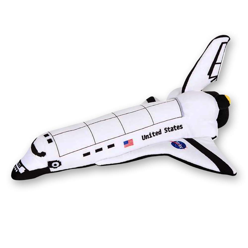 ArtCreativity space shuttle plush 14in with NASA logos, ideal for imaginative play