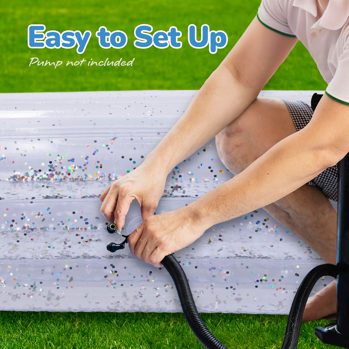 ArtCreativity Sparkly pool backyard-ready setup against greenery