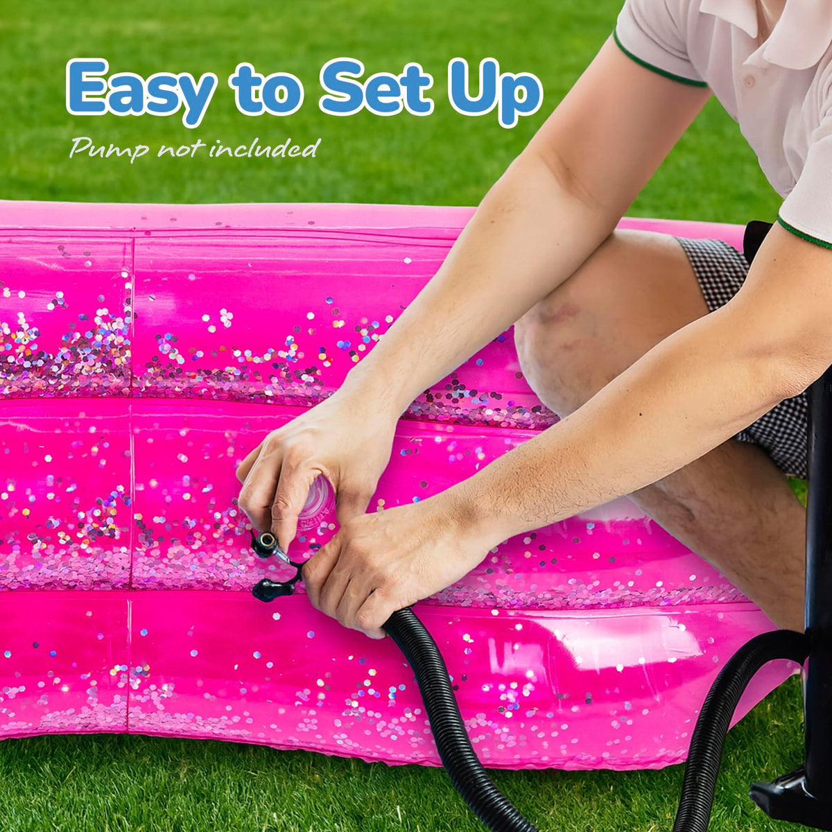 ArtCreativity Sparkly Kiddie Pool backyard scene in soft sunlit setting