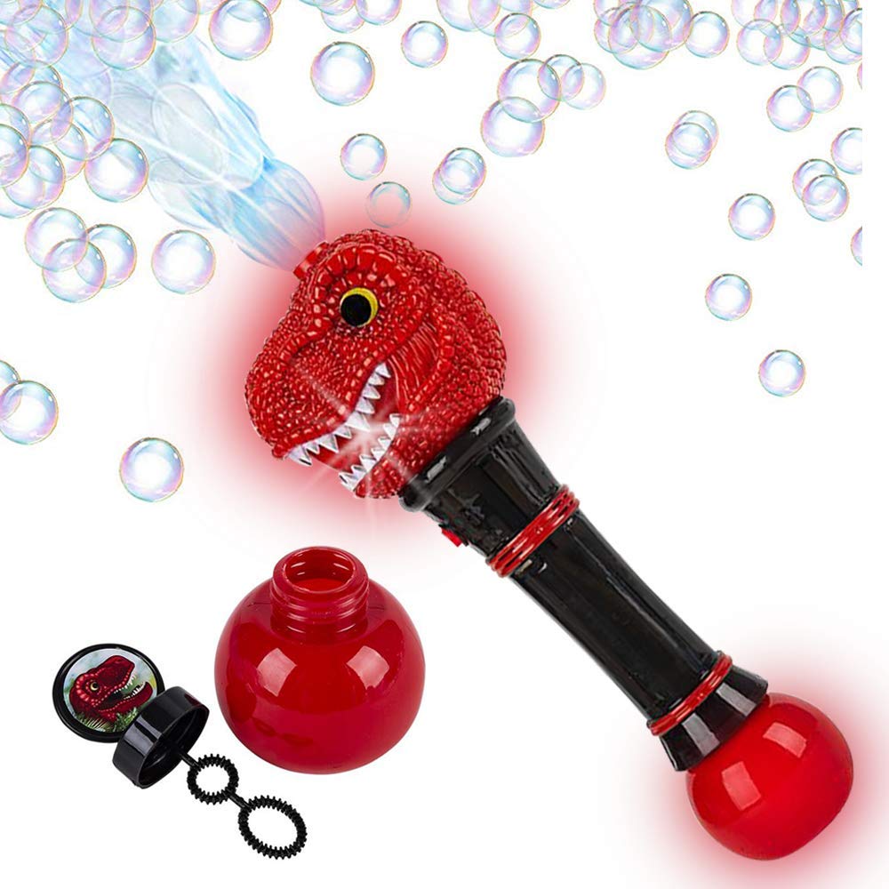 ArtCreativity T-Rex bubble wand with light-up feature enhances imaginative play and bubble fun.