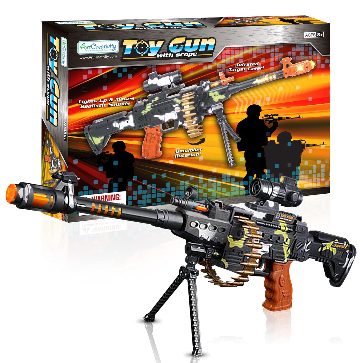 ArtCreativity toy gun in battlefield setup sparks creative storytelling and teamwork.