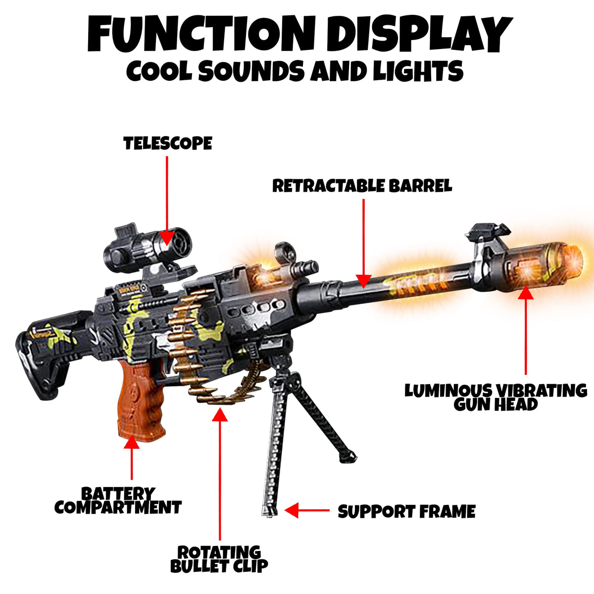 ArtCreativity toy gun with sounds adds realistic ambience for role-play.