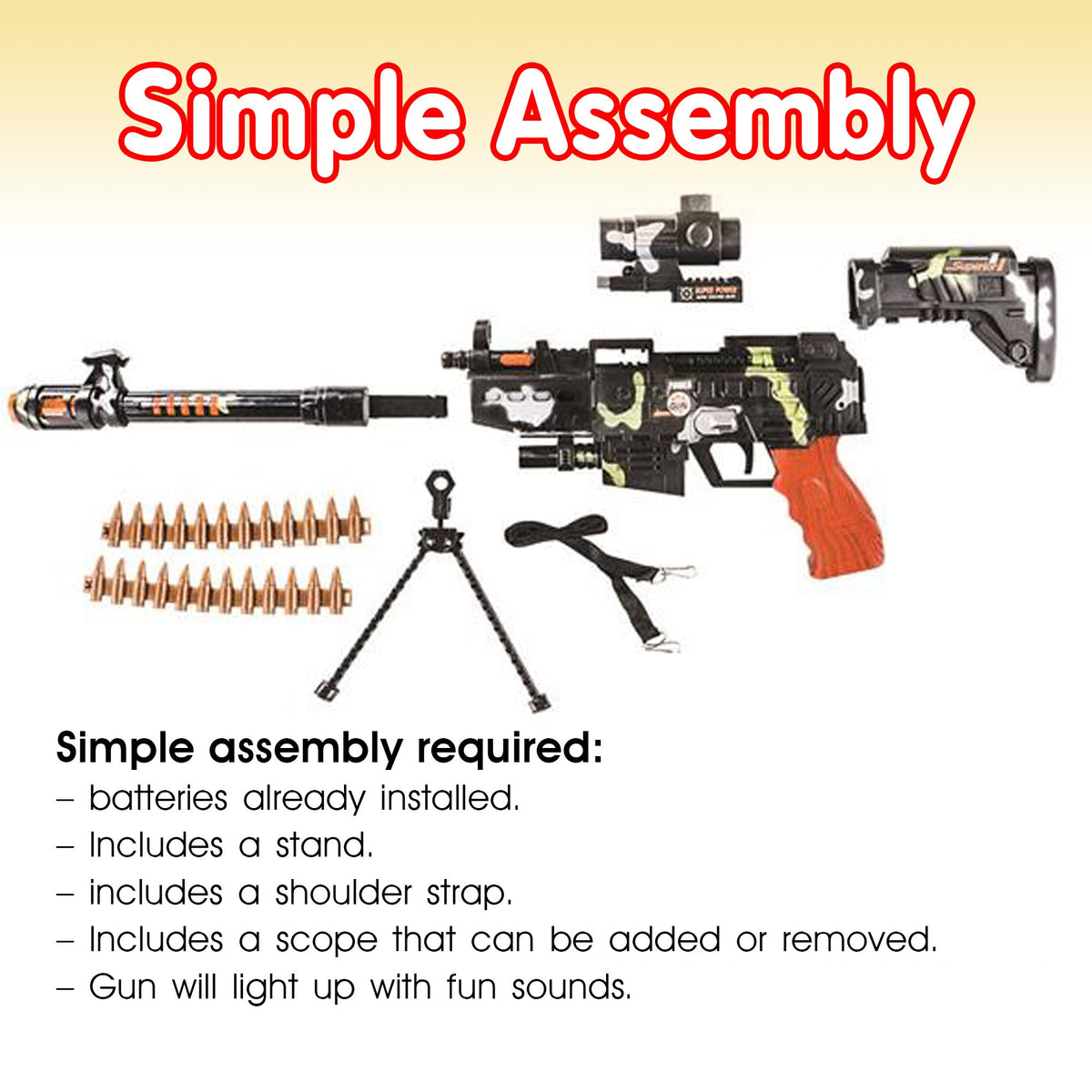 ArtCreativity toy gun with strap enables easy carry during outdoor adventures.
