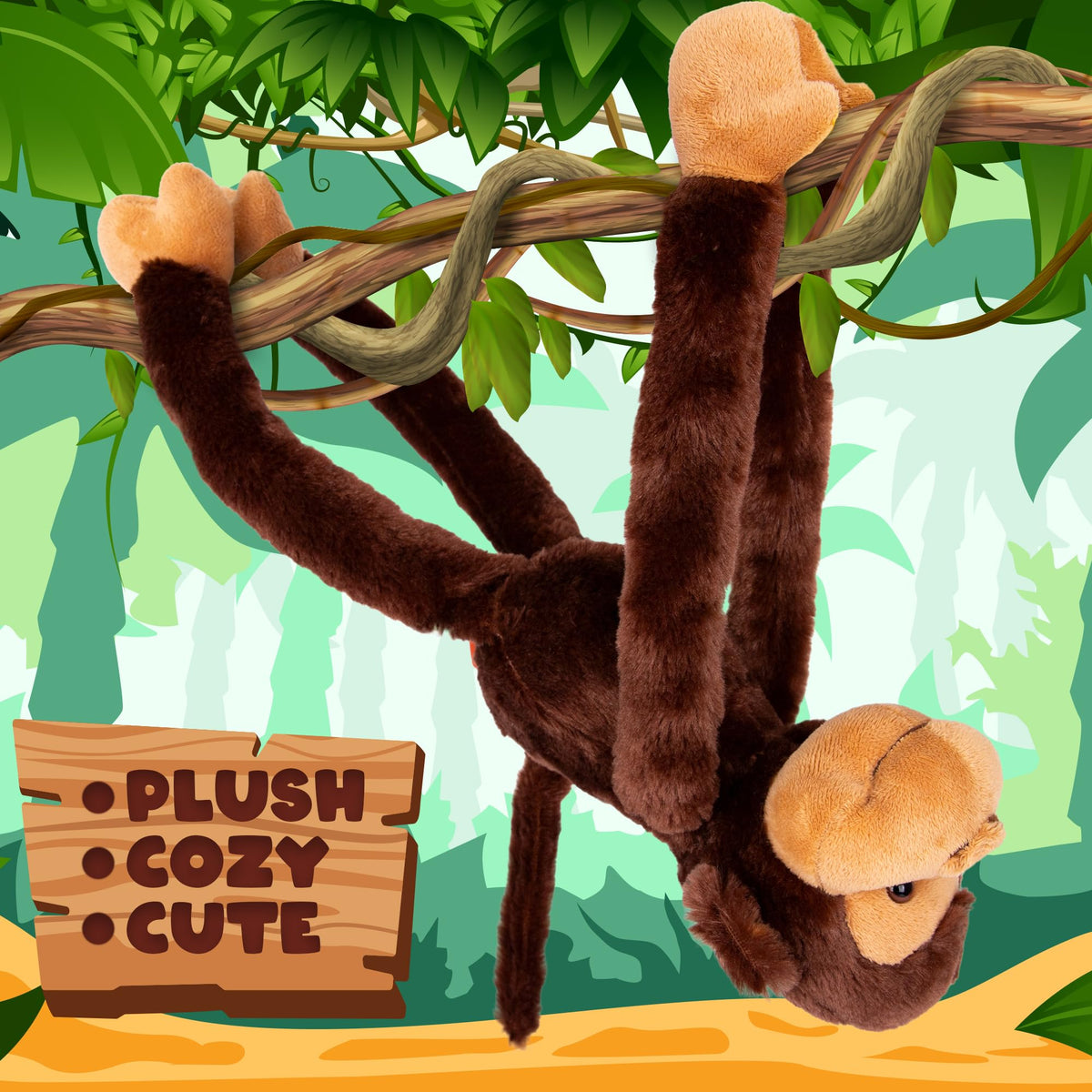 ArtCreativity ultra-soft stuffed monkey texture ideal for cozy hugs.