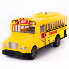 ArtCreativity yellow school bus toy with flashing lights for imaginative play