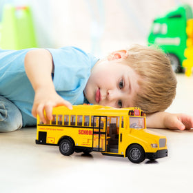 ArtCreativity yellow school bus toy with sound buttons for interactive storytelling