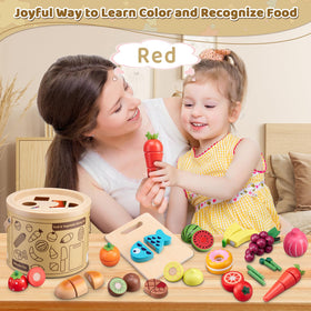 Arthopt wooden cutting board for shared pretend cooking