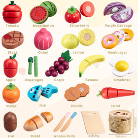 Arthopt wooden vegetables for realistic slicing play and color recognition