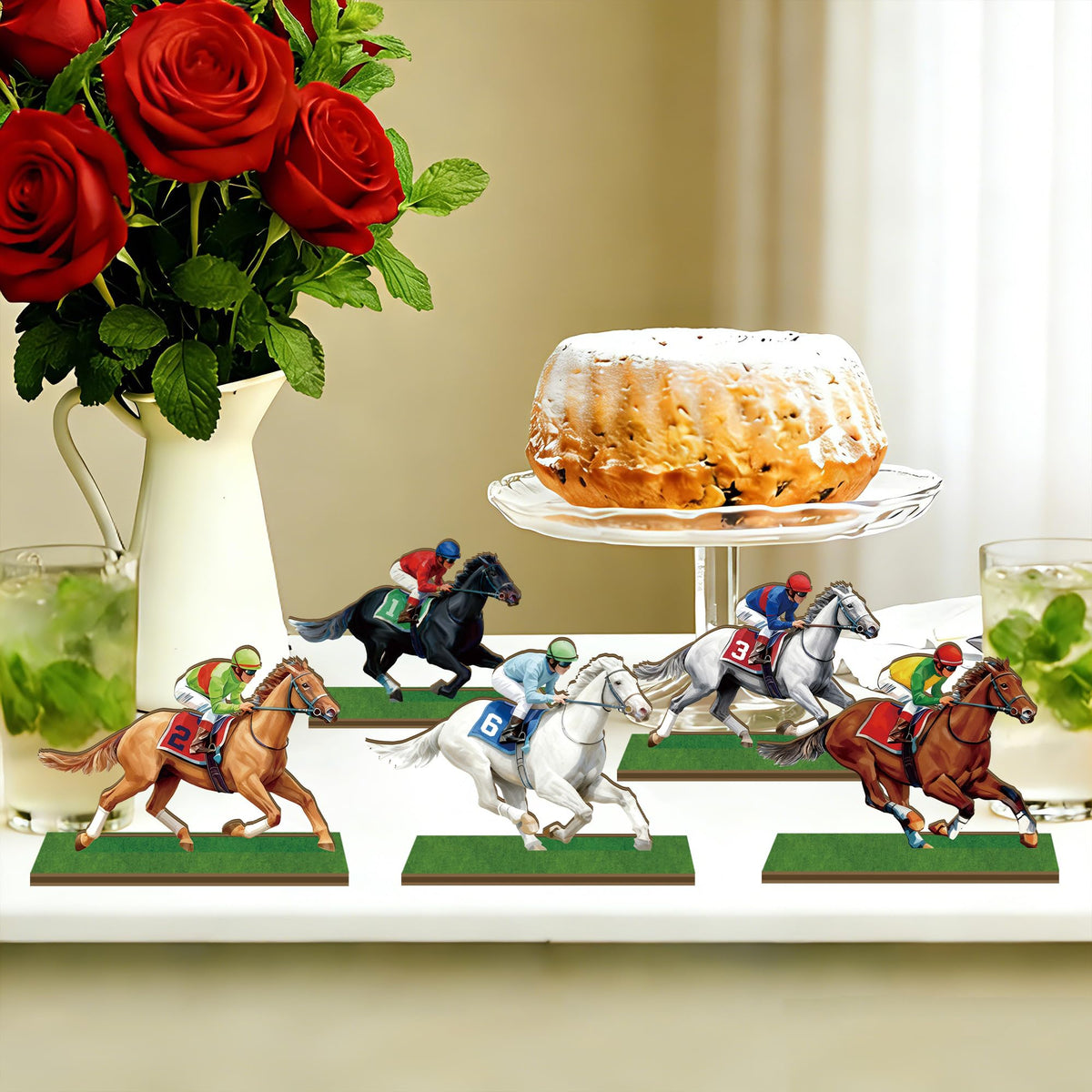 Artijoyfun wooden horse centerpiece highlights jockey-themed décor and vibrant colors for table displays