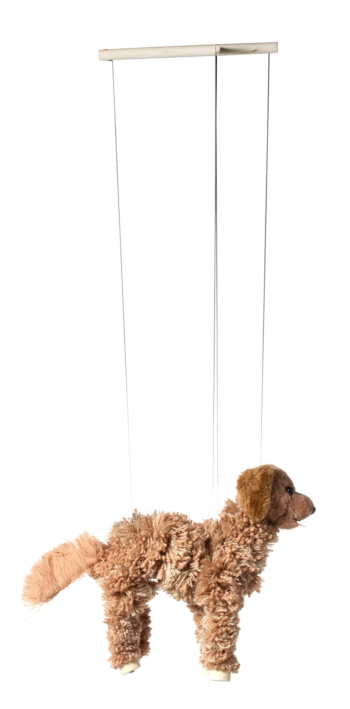 Artisan Owl full-size yarn dog puppet enables expressive gestures for playful storytelling.