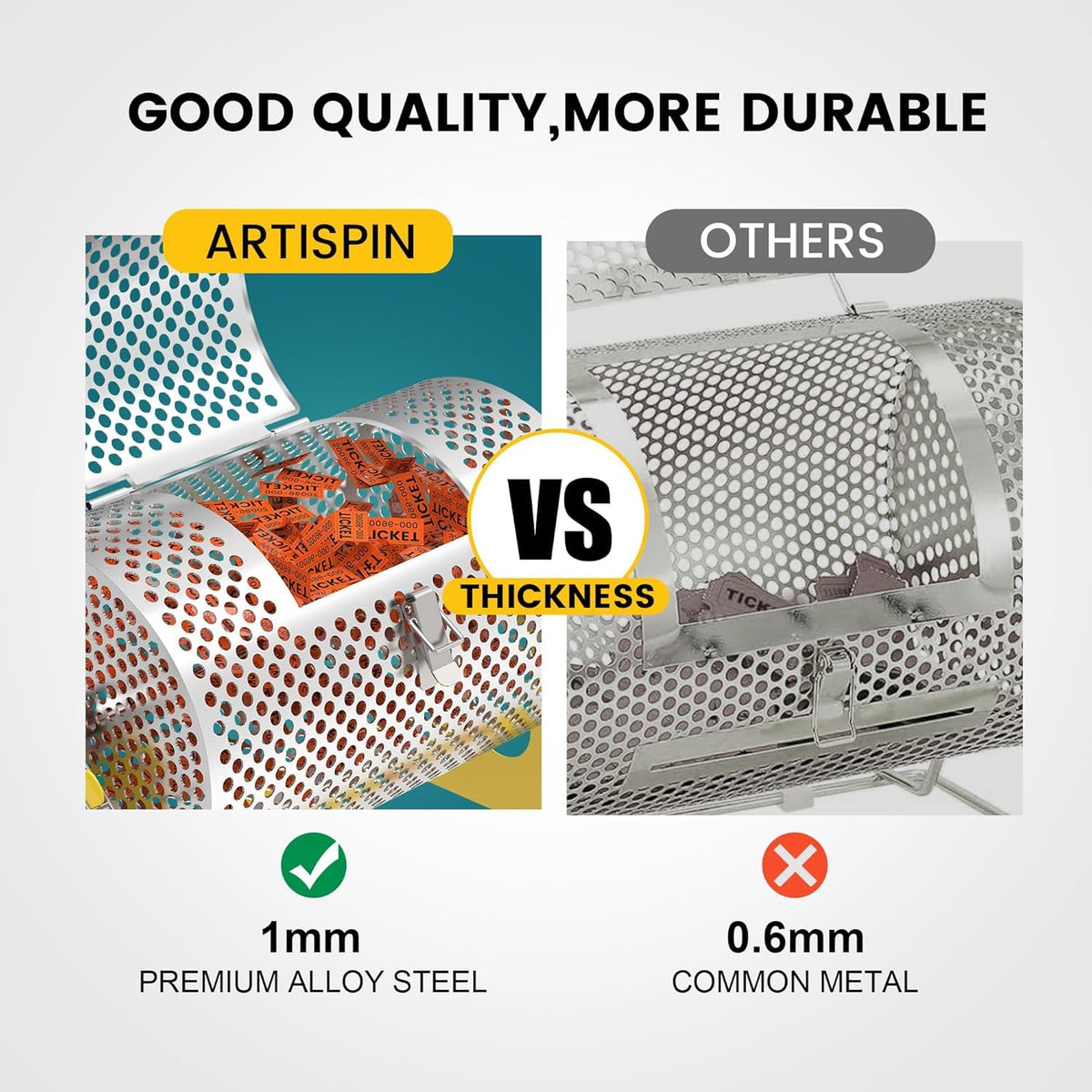 Artispin raffle drum ball bearing mechanism enables smooth spins