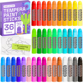 ARTISTRO tempera paint sticks twist design for easy, mess-free coloring for kids.