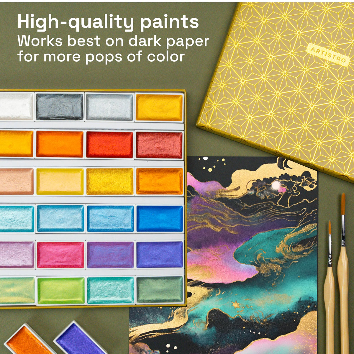 ARTISTRO gift-ready watercolor packaging highlights premium pigments for artists.