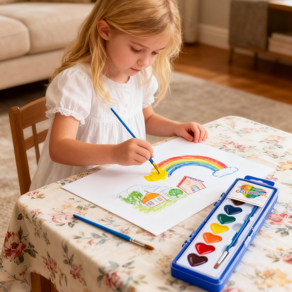 ARTLYMERS child painting with washable watercolor paints