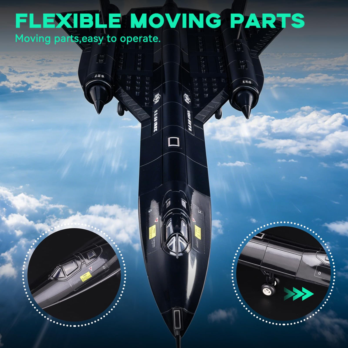 ArtorBricks SR-71 wheeled landing gear shows smooth rotation.