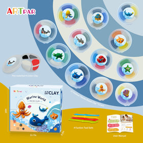 ARTPAR 12-compartment clay tins – organized colors for quick, mess-free creativity.